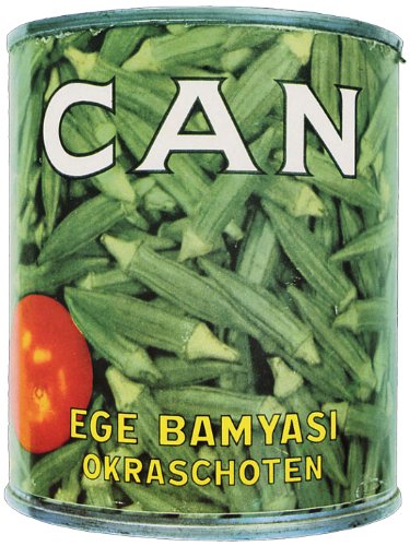 A tin can filled with okra, featuring the text CAN, EGE BAMYASI, and OKRASCHOTEN.