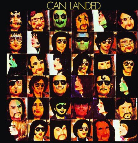 Album cover for CAN’s “Landed” featuring a grid of painted faces.