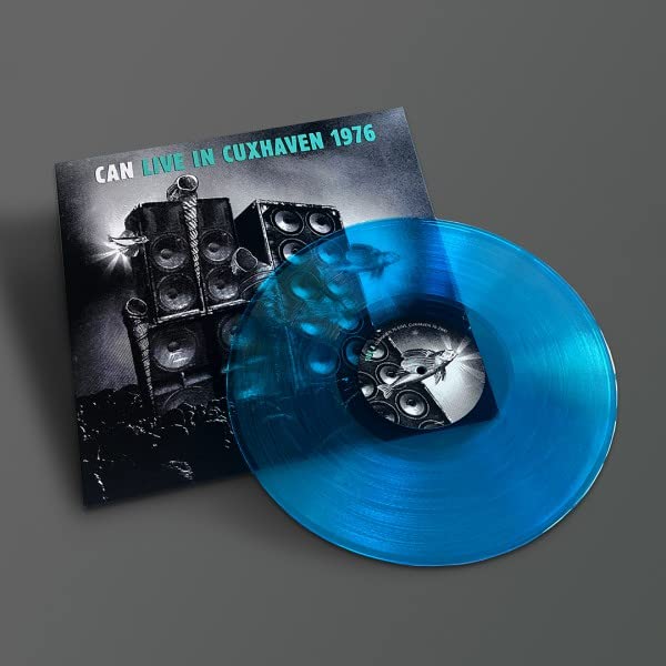 Can Live in Cuxhaven 1976 album cover with a translucent blue vinyl record.