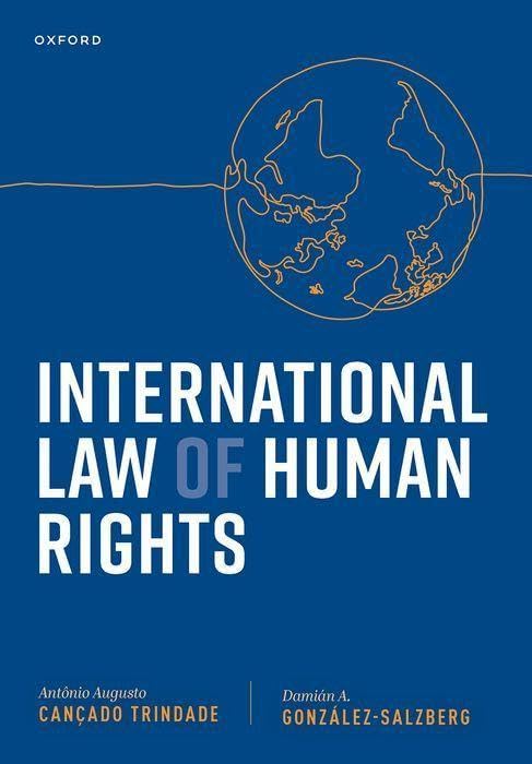 Book cover: "International Law of Human Rights" with a globe illustration.