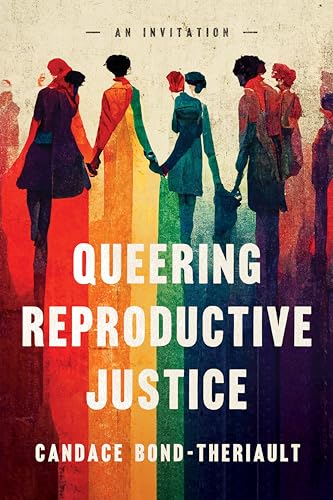Book cover with diverse figures holding hands against a rainbow background.