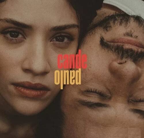 Close-up of two people, Cande and Paulo, with text overlay.