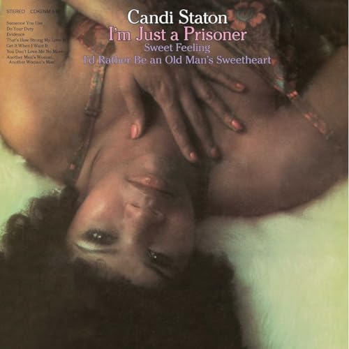 Candi Staton album cover featuring the artist lying on a white fur background.