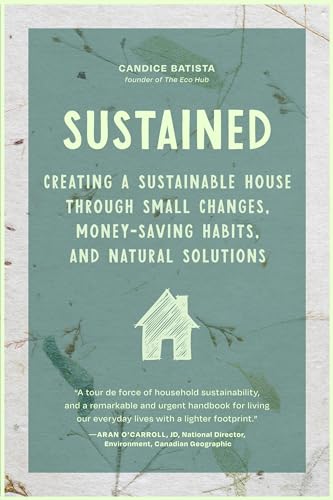 Book cover for “Sustained” with teal background and a house icon.
