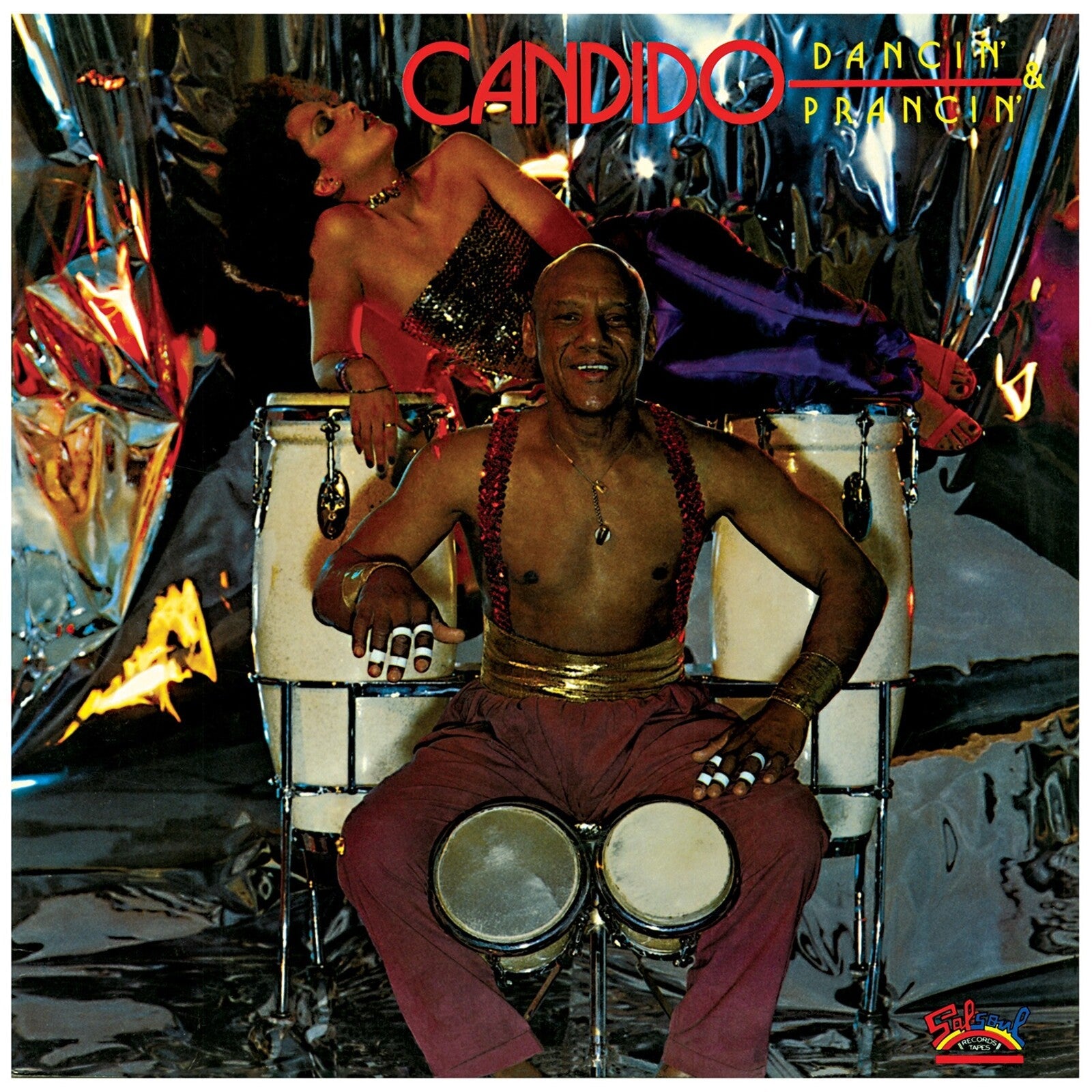 Candido album cover featuring a smiling man playing conga drums.