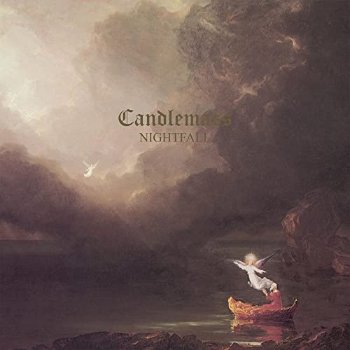 Candlemass Nightfall album cover featuring a painting of a figure in a boat.