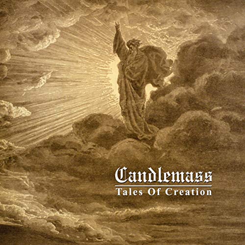 Sepia-toned album cover depicting a robed figure amidst clouds and light.