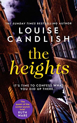 Book cover for “The Heights” by Louise Candlish, featuring tall buildings.