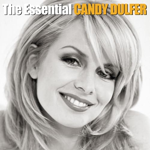 Close-up of Candy Dulfer smiling, album cover with text overlay.