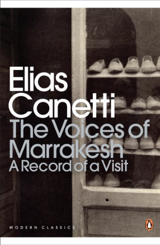Book cover: “The Voices of Marrakesh” with a shoe shop interior.