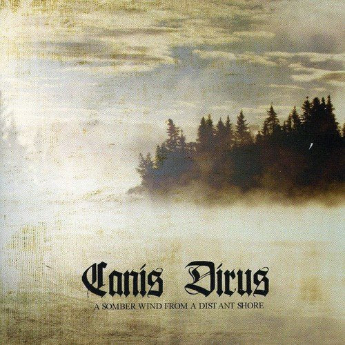 CD cover with misty landscape and ornate band name "Canis Dirus".