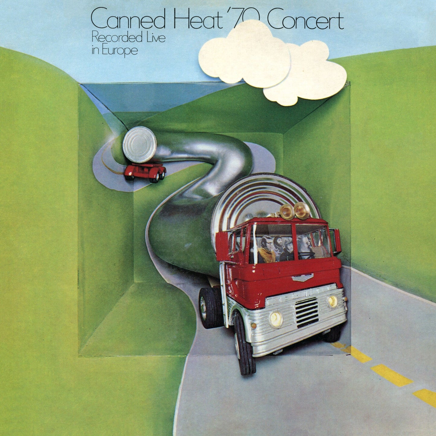 Canned Heat '70 concert album cover with a red truck on a road.