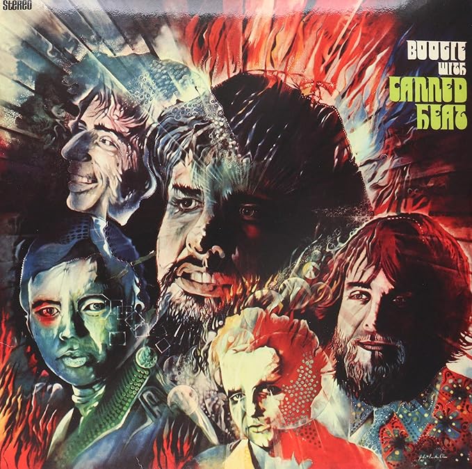 Canned Heat’s “Boogie With Canned Heat” album cover with band members’ portraits.