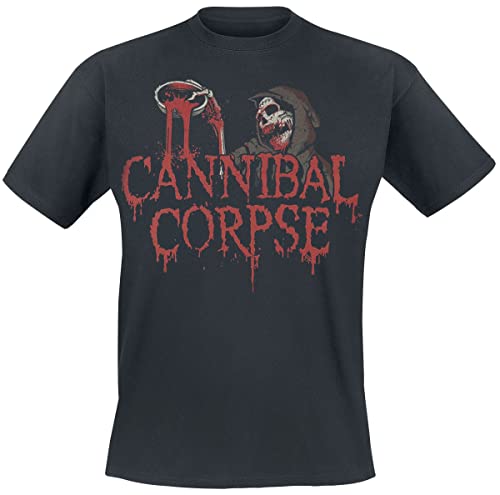 Black t-shirt with a graphic of a bloody face and band name.