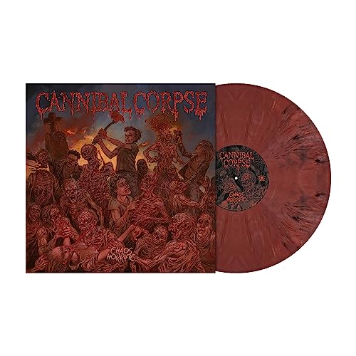Cannibal Corpse "Chaos Horrific" vinyl record with gory album art.