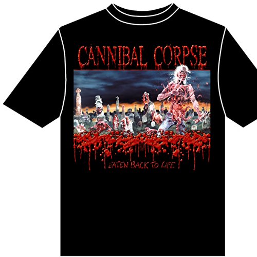 Black t-shirt featuring the Cannibal Corpse Eaten Back to Life album cover artwork.