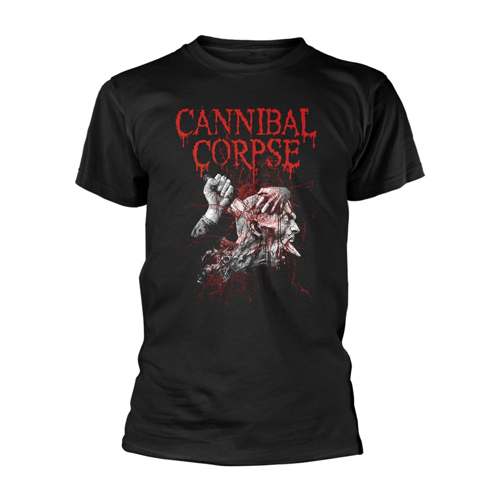 Black t-shirt with Cannibal Corpse logo and graphic of a bloody fist.