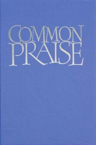 Blue hardback book cover with the words Common Praise in large silver lettering.