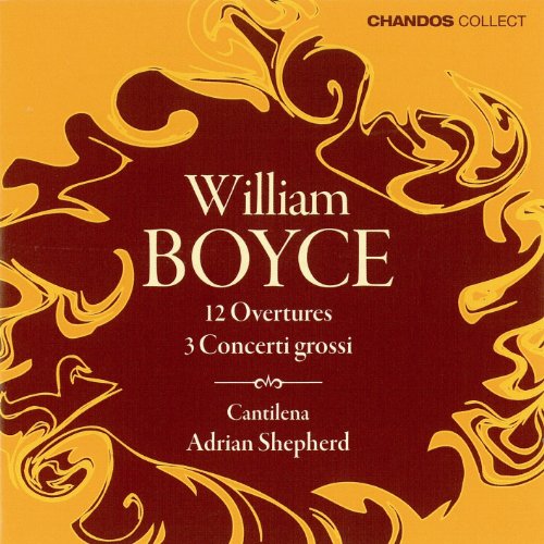 CD cover for William Boyce’s overtures and concerti grossi, orange design.