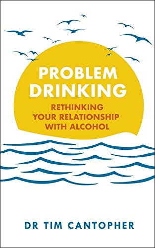 Book cover: "Problem Drinking" with yellow sun and blue waves.