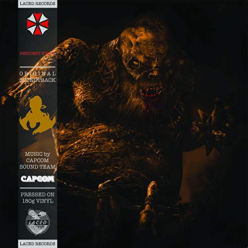 Resident Evil 5 soundtrack vinyl record cover featuring a monstrous figure.