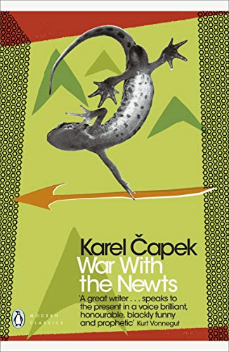 Book cover featuring a black and white newt illustration on a green background.
