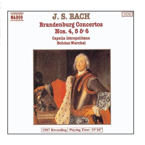 CD cover for Bach’s Brandenburg Concertos Nos. 4-6, featuring a portrait.
