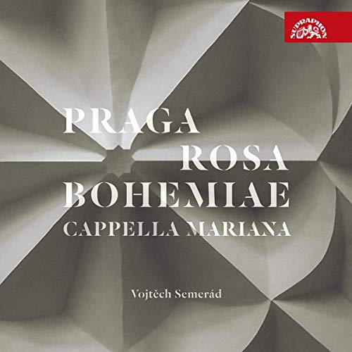 "Album cover with abstract gray background, white text, and red logo in top-right corner."