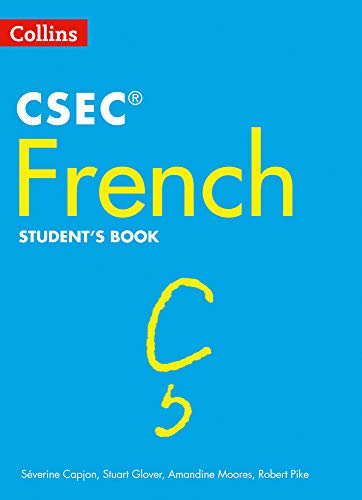 Blue cover of “Collins CSEC® French Student’s Book” with yellow text and a “C5”.