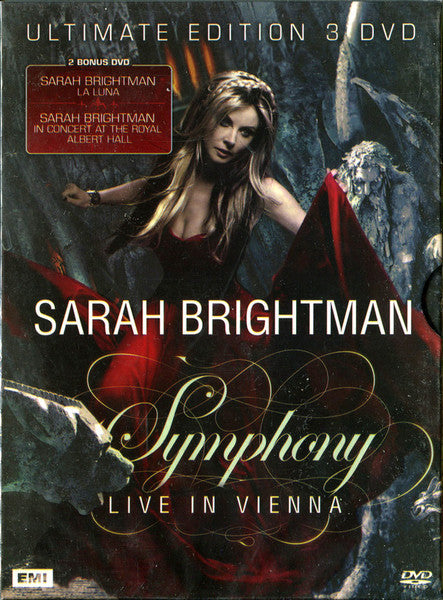 Sarah Brightman "Symphony Live in Vienna" DVD cover with red accents.