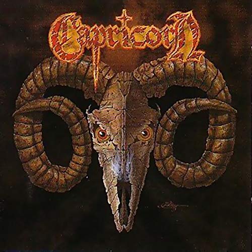 Capricorn album cover featuring a ram skull with glowing orange lettering.