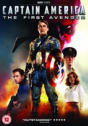 Captain America DVD cover featuring Chris Evans in costume with supporting cast.