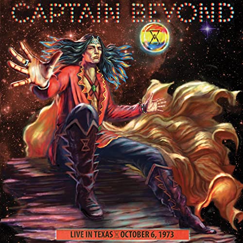 Album cover for Captain Beyond’s “Live In Texas” with a cosmic portrait.