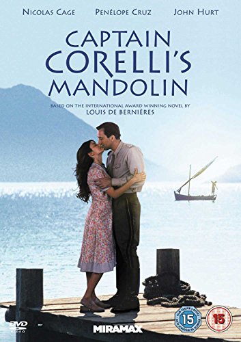 Captain Corelli's Mandolin" DVD cover with couple embracing by the sea.