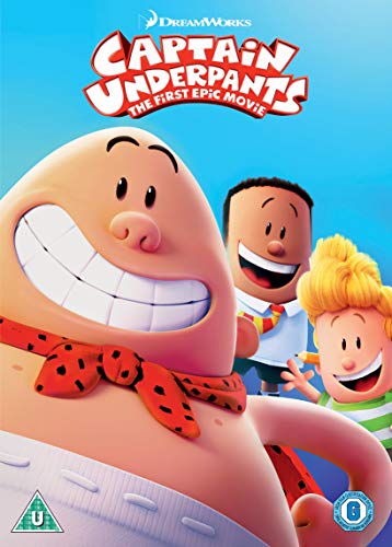 Captain Underpants DVD cover featuring cartoon characters and a large face.