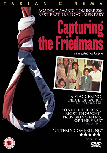 Capturing the Friedmans" DVD cover with a family portrait and American flag.