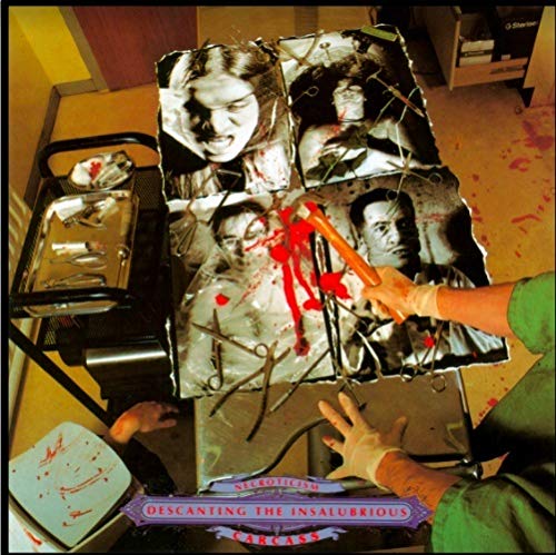 "Album cover with a person autopsying a body with a gruesome photograph on it."