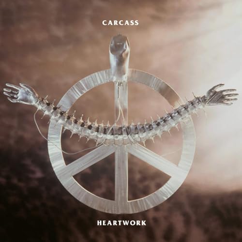 Album cover featuring a metallic spine and hands forming a peace sign.