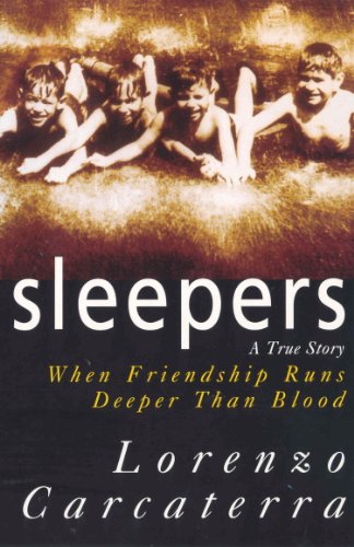Book cover featuring four young boys lying on the ground, with title and author text.