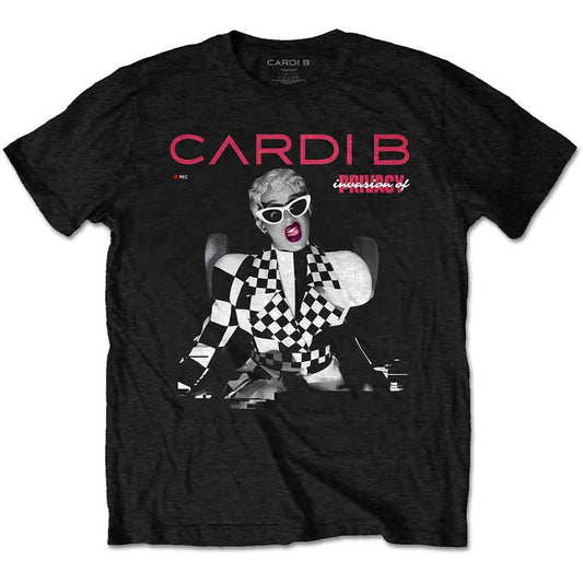Black t-shirt with Cardi B’s “Invasion of Privacy” album artwork graphic.