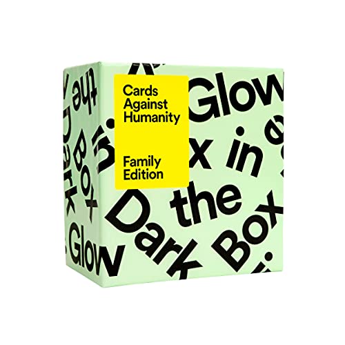Light green box for "Cards Against Humanity Family Edition" with black text.