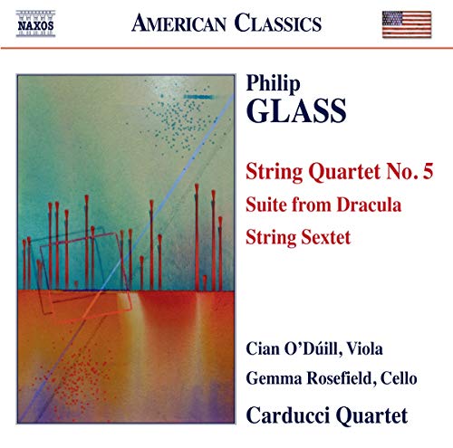 CD cover for Philip Glass’s String Quartet No. 5 and String Sextet.
