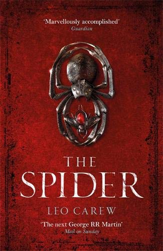 Book cover: red background with a silver spider and book title.