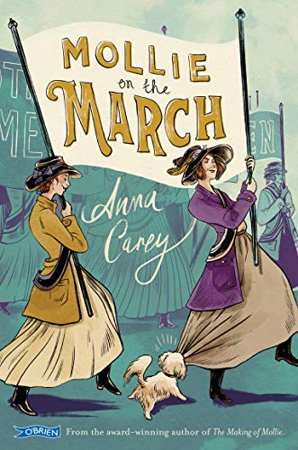 Book cover: two women and a dog with a protest banner.