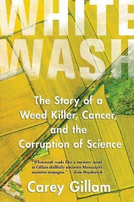 Book cover for “Whitewash” with yellow fields and bold text.