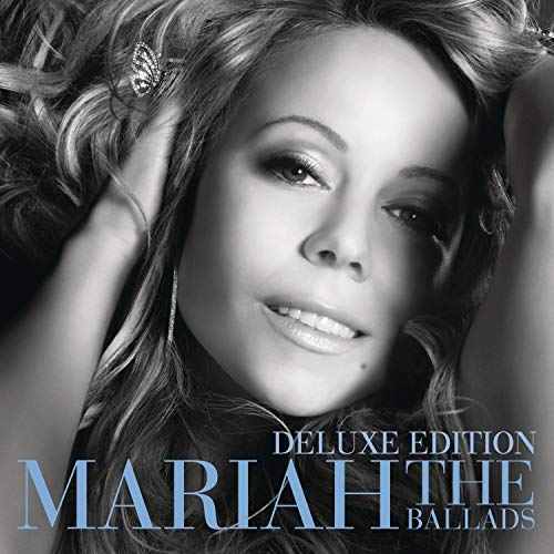 Mariah Carey album cover, close-up portrait in grayscale with text.