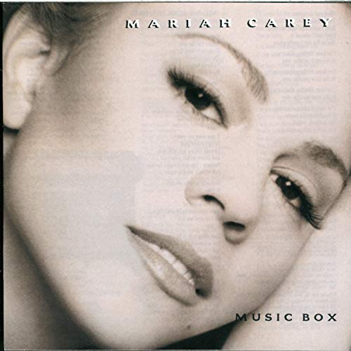 Close-up of Mariah Carey’s face on the “Music Box” CD cover.