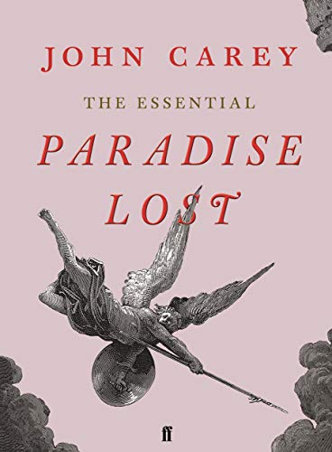 Book cover with pink background, title text, and an engraving of a falling angel.