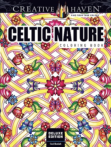 Cover of “Celtic Nature” coloring book with floral and butterfly designs.
