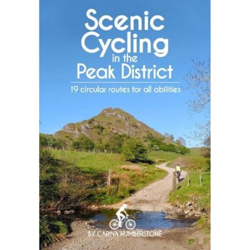 Colourful cycling guidebook with route maps and photographs of Peak District landscapes.